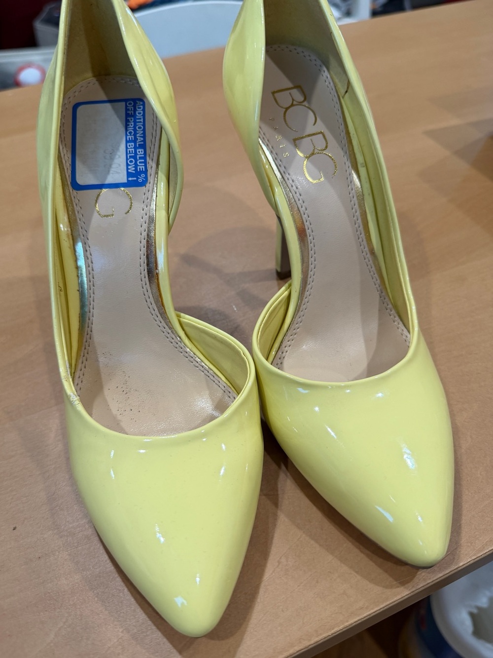 BCBG Yellow Patent Pointed-Toe Stiletto Pumps